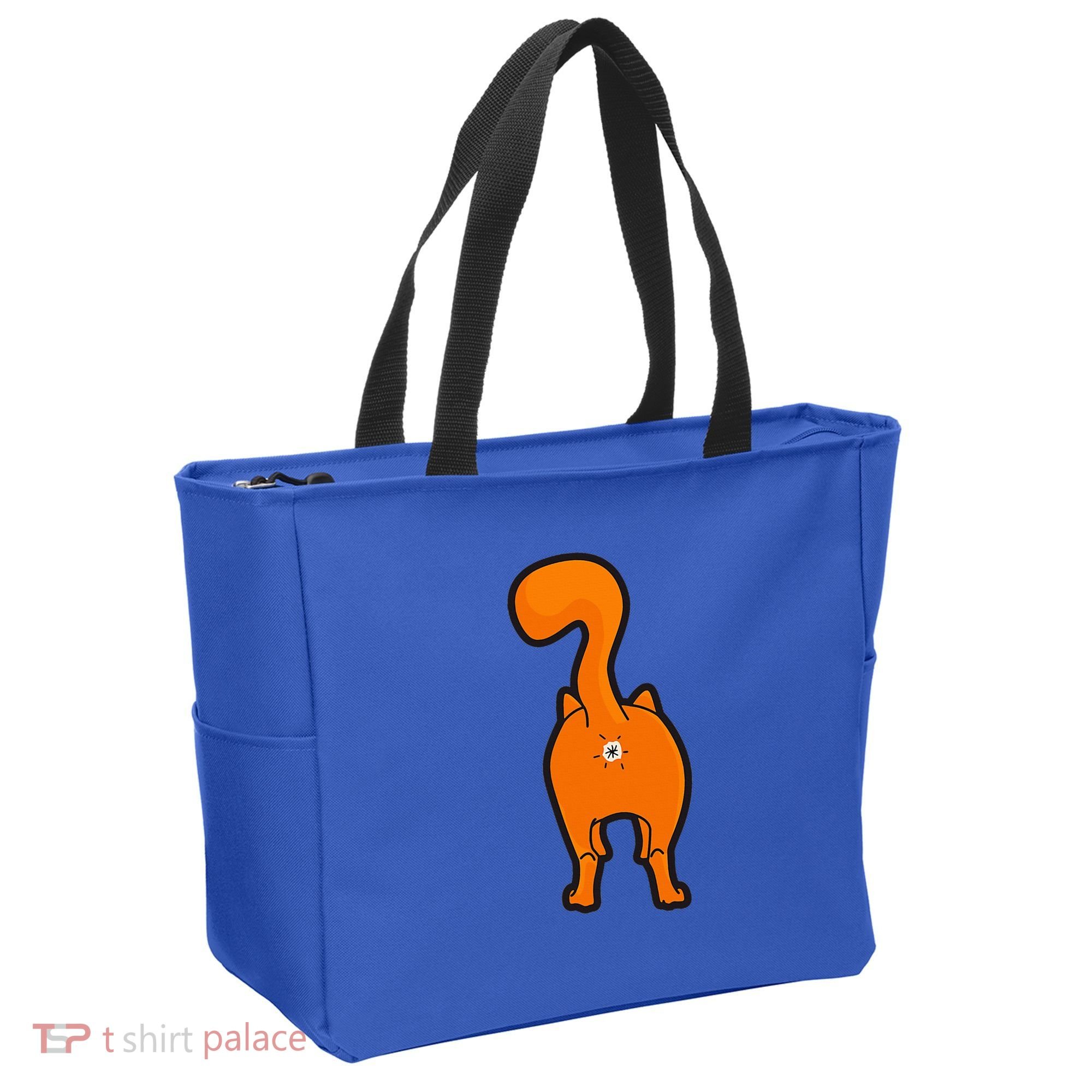 Orange Tabby Happy Kitty Cat Butt Funny Tote Bag