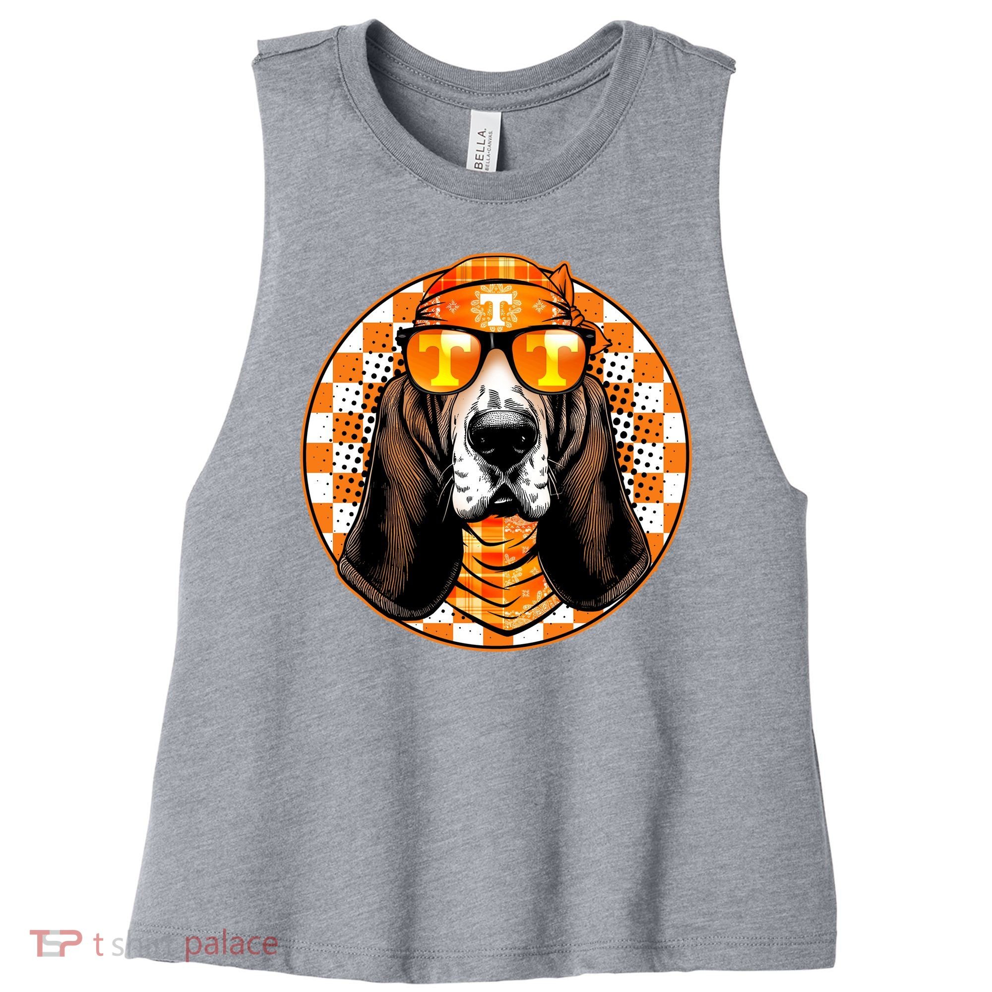 Orange Tennessee Hound College Football Sports Fan Women's Racerback Cropped Tank