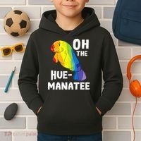 Oh The Hue Manatee Zookeeper Marine Biologist Zoologist Kids Hoodie thumb 2