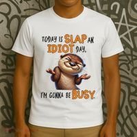 Otter Today Is Slap An Idiot Day IM Gonna Be Busy T-Shirt thumb 3