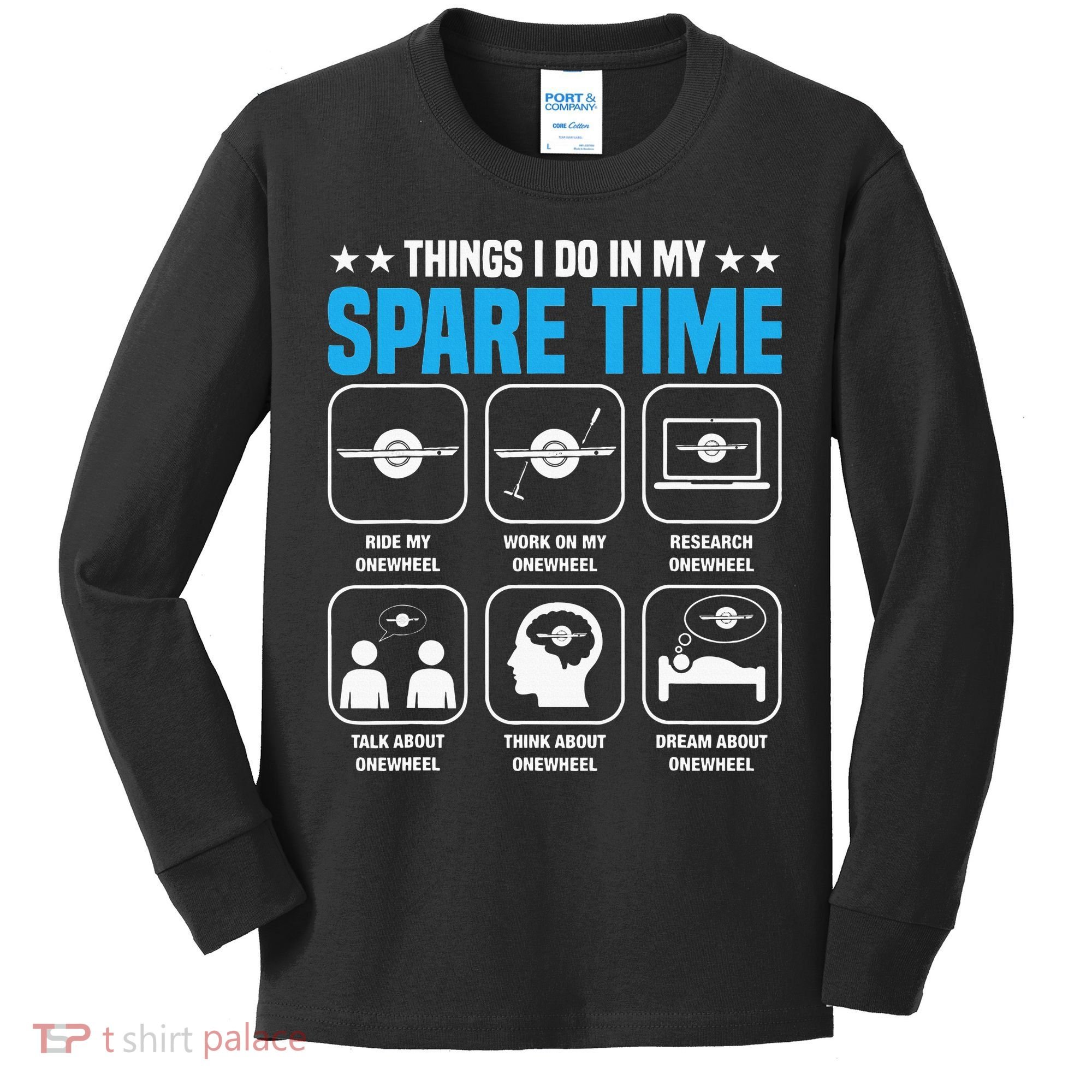 Onewheel Things I Do In My Spare Time One Wheel Kids Long Sleeve Shirt