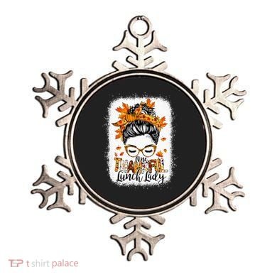One Thankful Lunch Lady Messy Bun Thanksgiving Lunch Lady Ornament