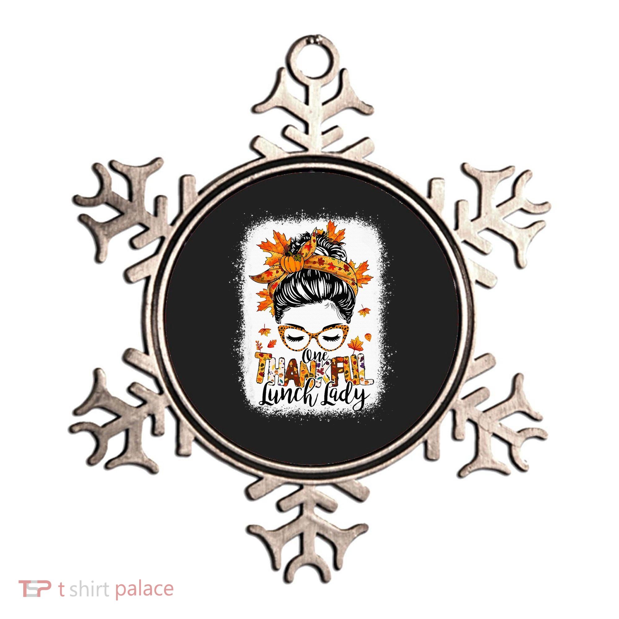 One Thankful Lunch Lady Messy Bun Thanksgiving Lunch Lady Ornament
