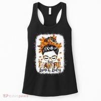 One Thankful Lunch Lady Messy Bun Thanksgiving Lunch Lady Women's Tank Top thumb 0