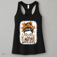 One Thankful Lunch Lady Messy Bun Thanksgiving Lunch Lady Women's Tank Top thumb 3