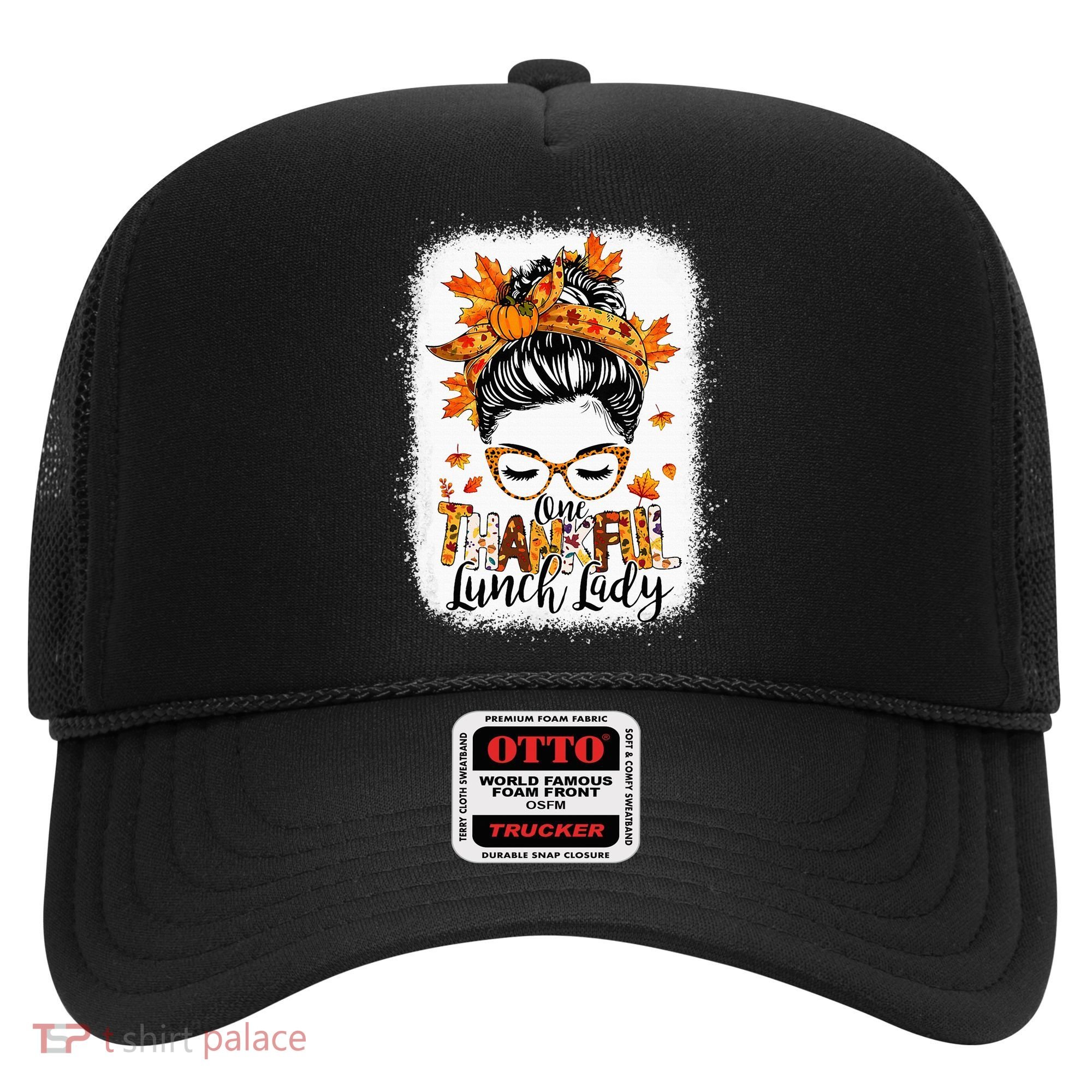 One Thankful Lunch Lady Messy Bun Thanksgiving Lunch Lady Hat