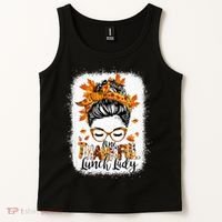 One Thankful Lunch Lady Messy Bun Thanksgiving Lunch Lady Tank Top thumb 2