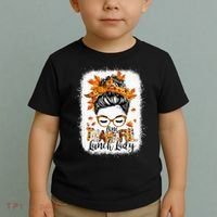 One Thankful Lunch Lady Messy Bun Thanksgiving Lunch Lady Toddler T-Shirt thumb 2
