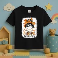 One Thankful Lunch Lady Messy Bun Thanksgiving Lunch Lady Toddler T-Shirt thumb 3
