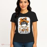 One Thankful Lunch Lady Messy Bun Thanksgiving Lunch Lady Women's T-Shirt thumb 4