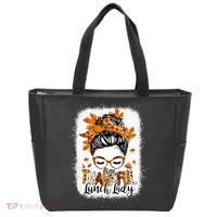 One Thankful Lunch Lady Messy Bun Thanksgiving Lunch Lady Tote Bag thumb 0