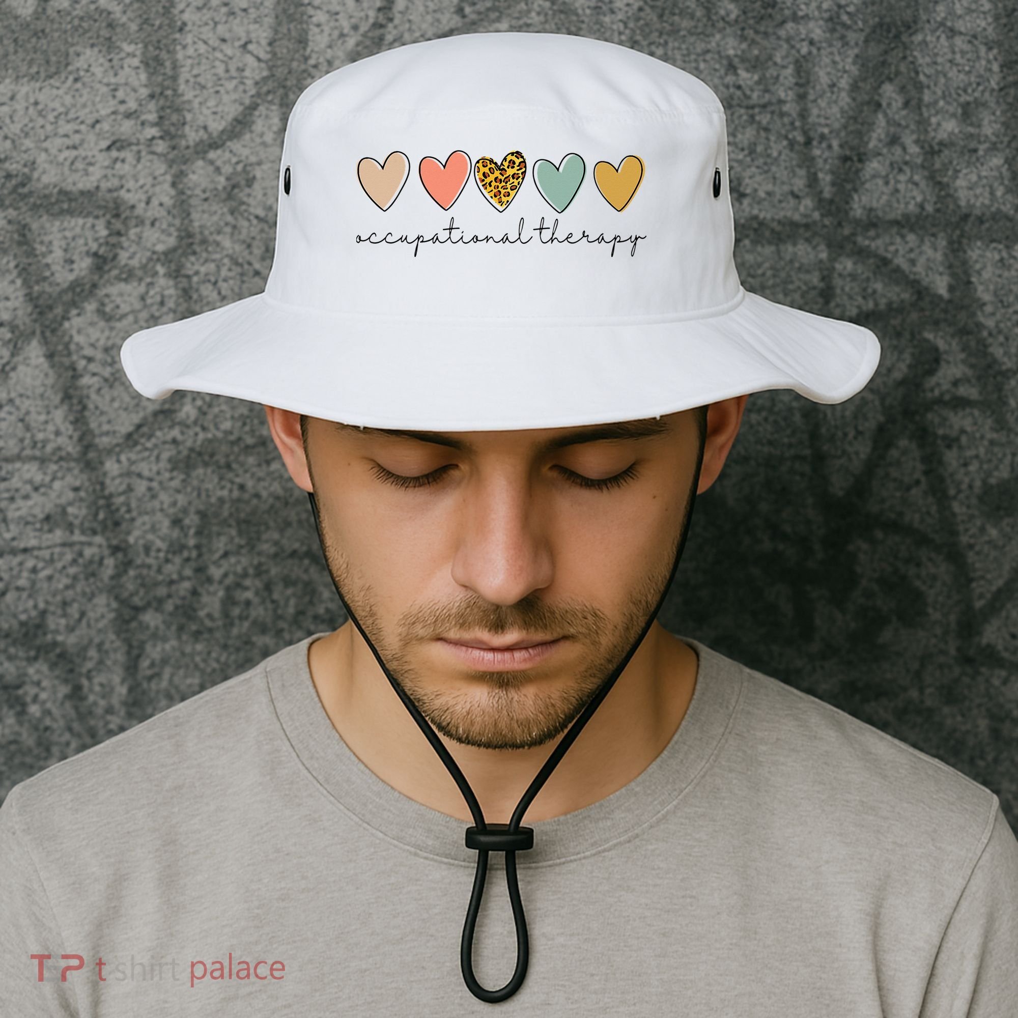 Occupational Therapist Leopard Heart Occupational Therapy Bucket Hat