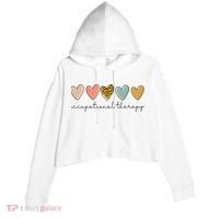 Occupational Therapist Leopard Heart Occupational Therapy Crop Fleece Hoodie thumb 0