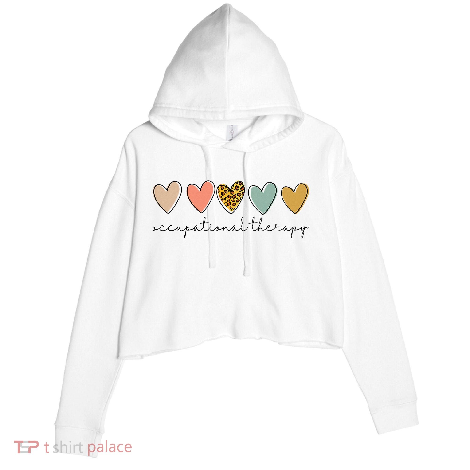 Occupational Therapist Leopard Heart Occupational Therapy Crop Fleece Hoodie