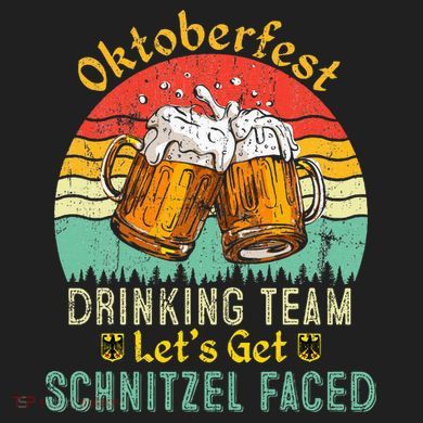Oktoberfest Team Lets Get Schnitzel Faced German Crop Fleece Hoodie