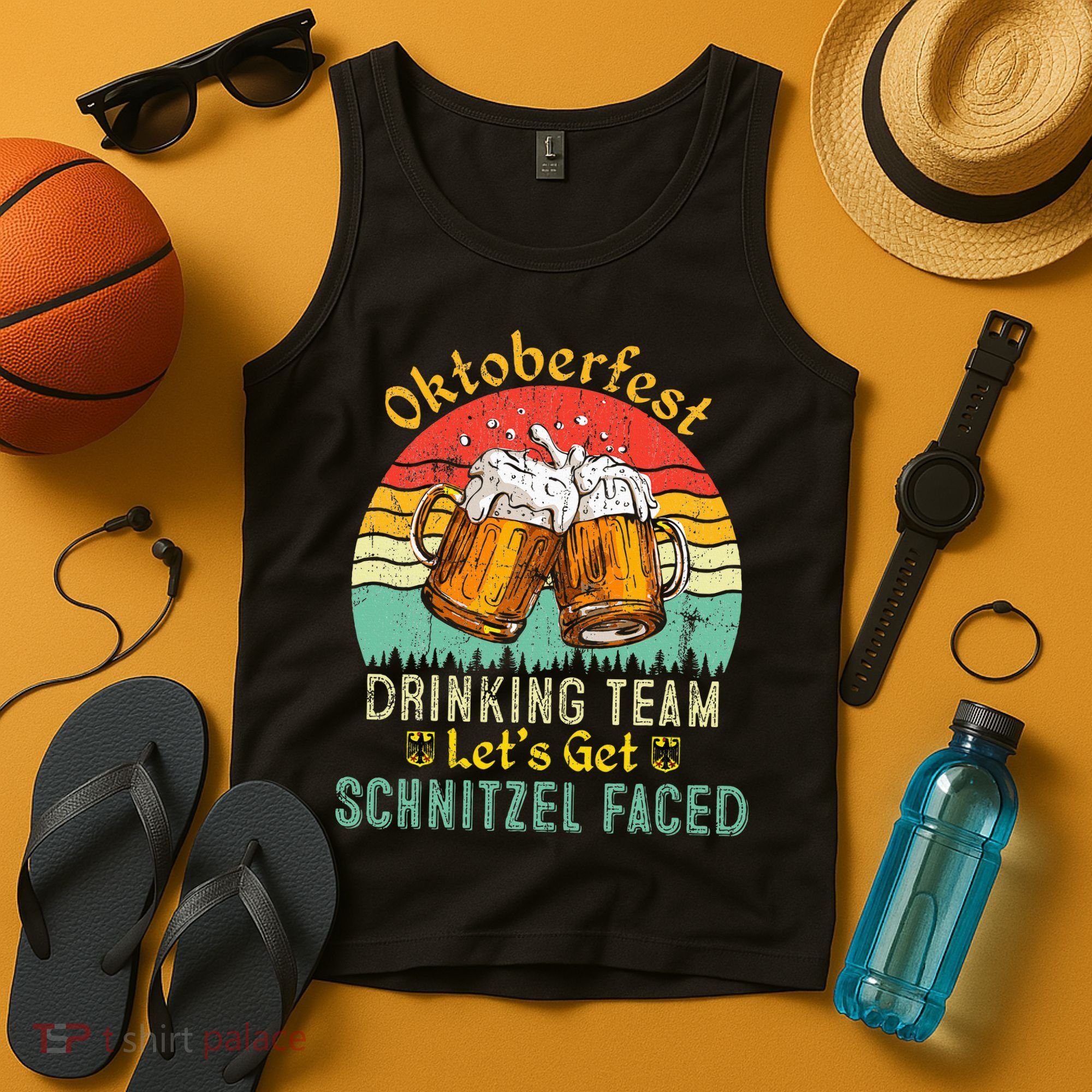 Oktoberfest Team Lets Get Schnitzel Faced German Tank Top