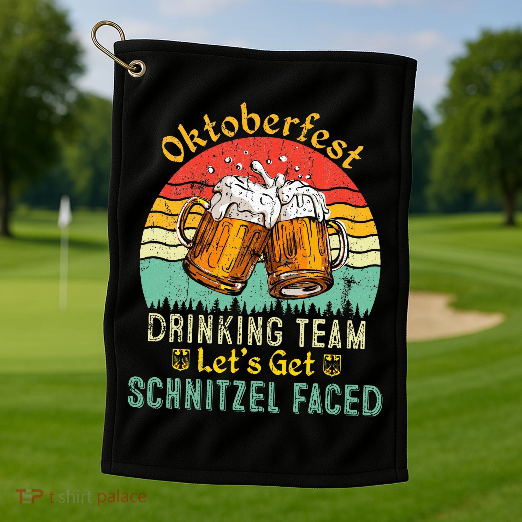 Oktoberfest Team Lets Get Schnitzel Faced German Golf Towel