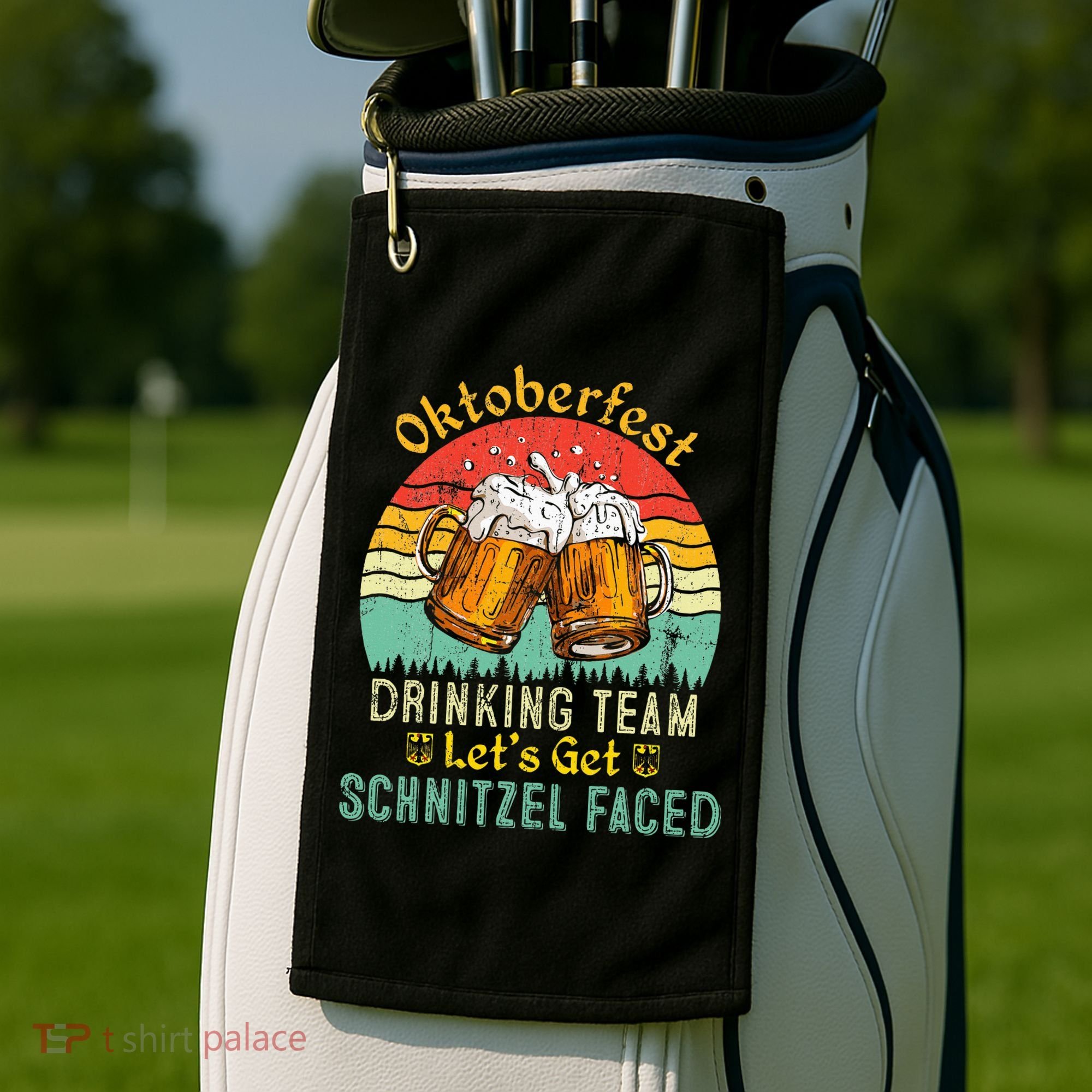 Oktoberfest Team Lets Get Schnitzel Faced German Golf Towel