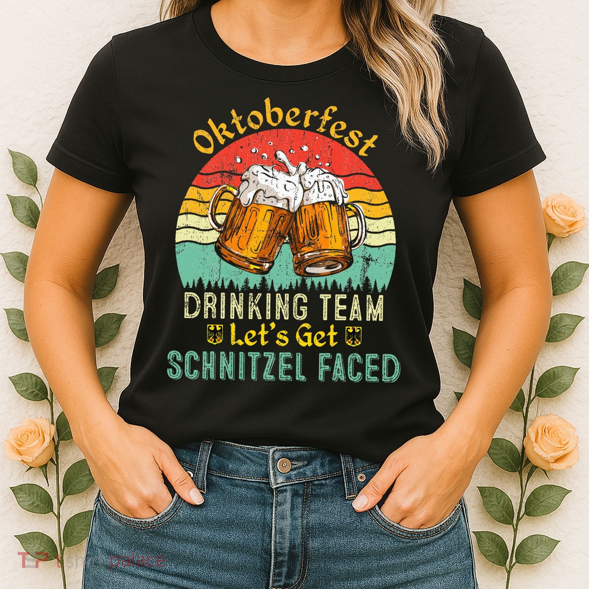Oktoberfest Team Lets Get Schnitzel Faced German Women's T-Shirt
