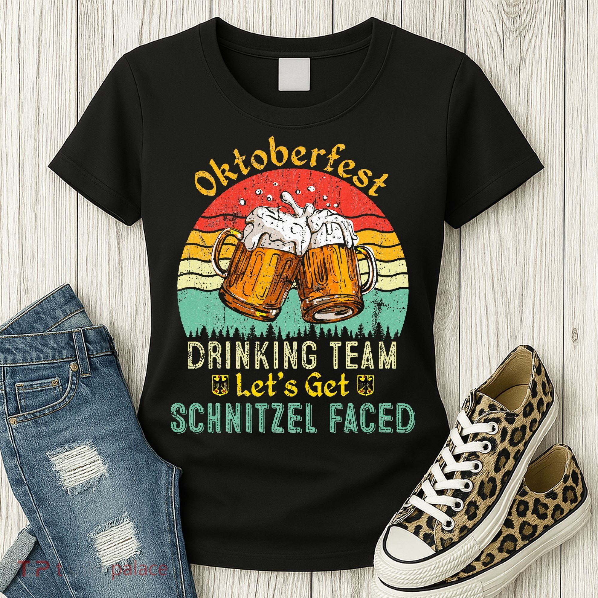 Oktoberfest Team Lets Get Schnitzel Faced German Women's T-Shirt