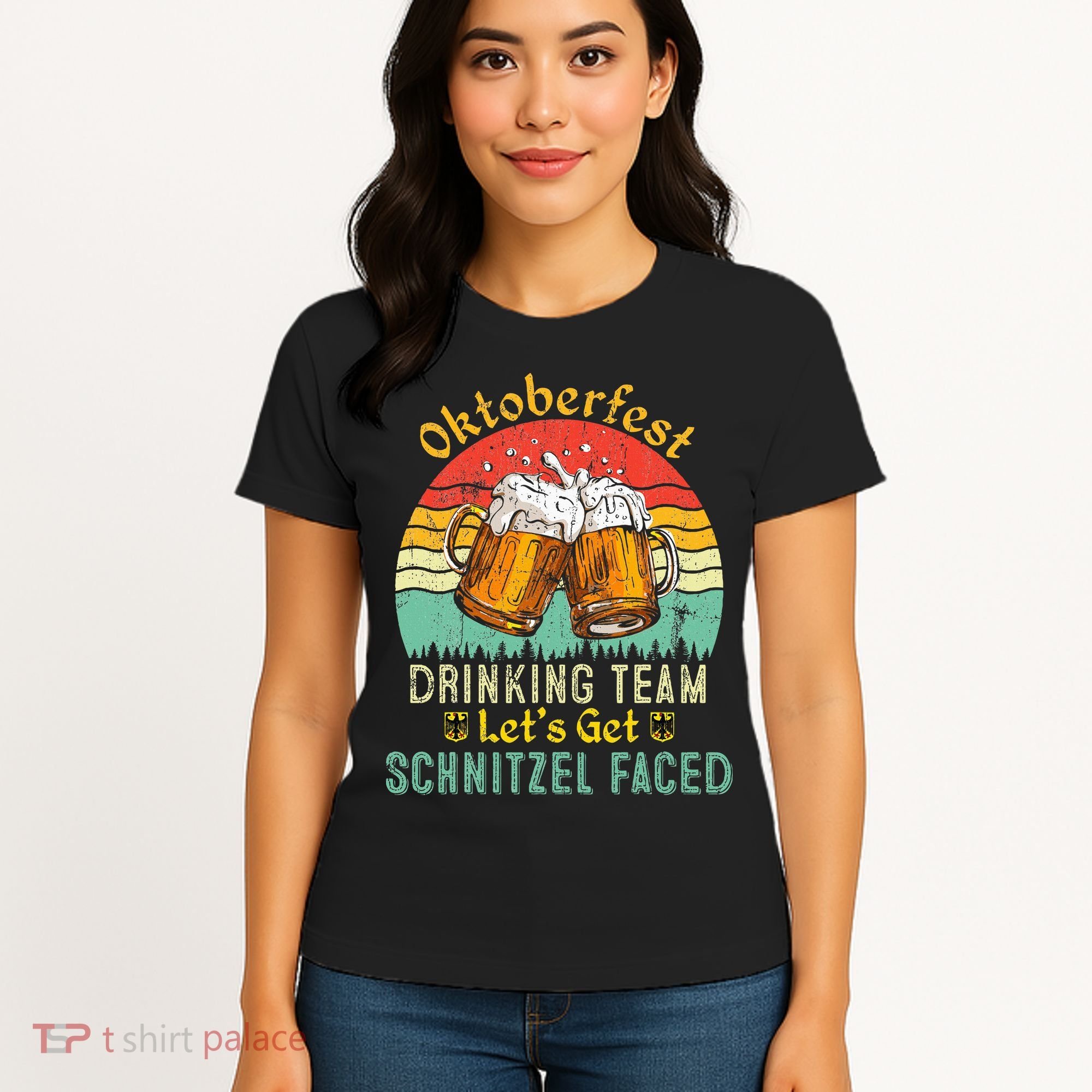 Oktoberfest Team Lets Get Schnitzel Faced German Women's T-Shirt