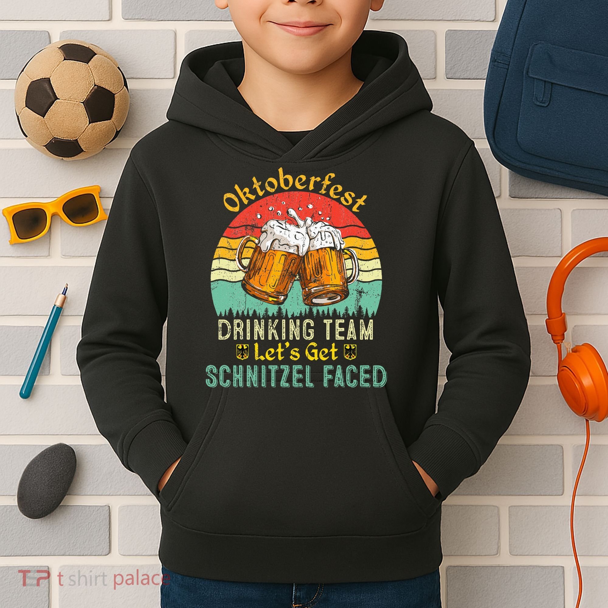 Oktoberfest Team Lets Get Schnitzel Faced German Kids Hoodie