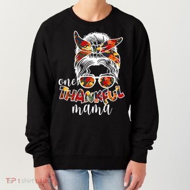 One Thankful Mama Fall Hair Bun Women's Sweatshirt