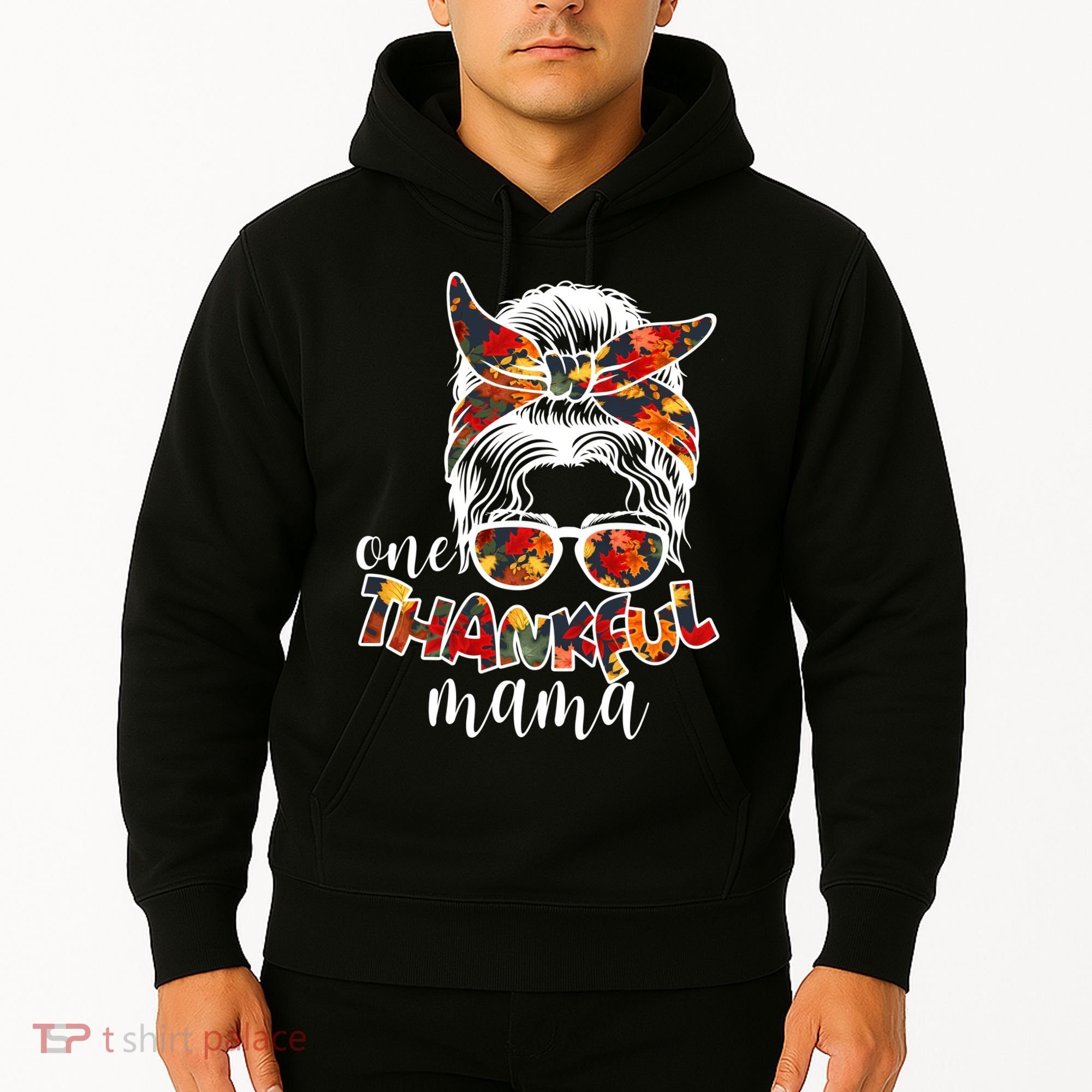 One Thankful Mama Fall Hair Bun Hoodie