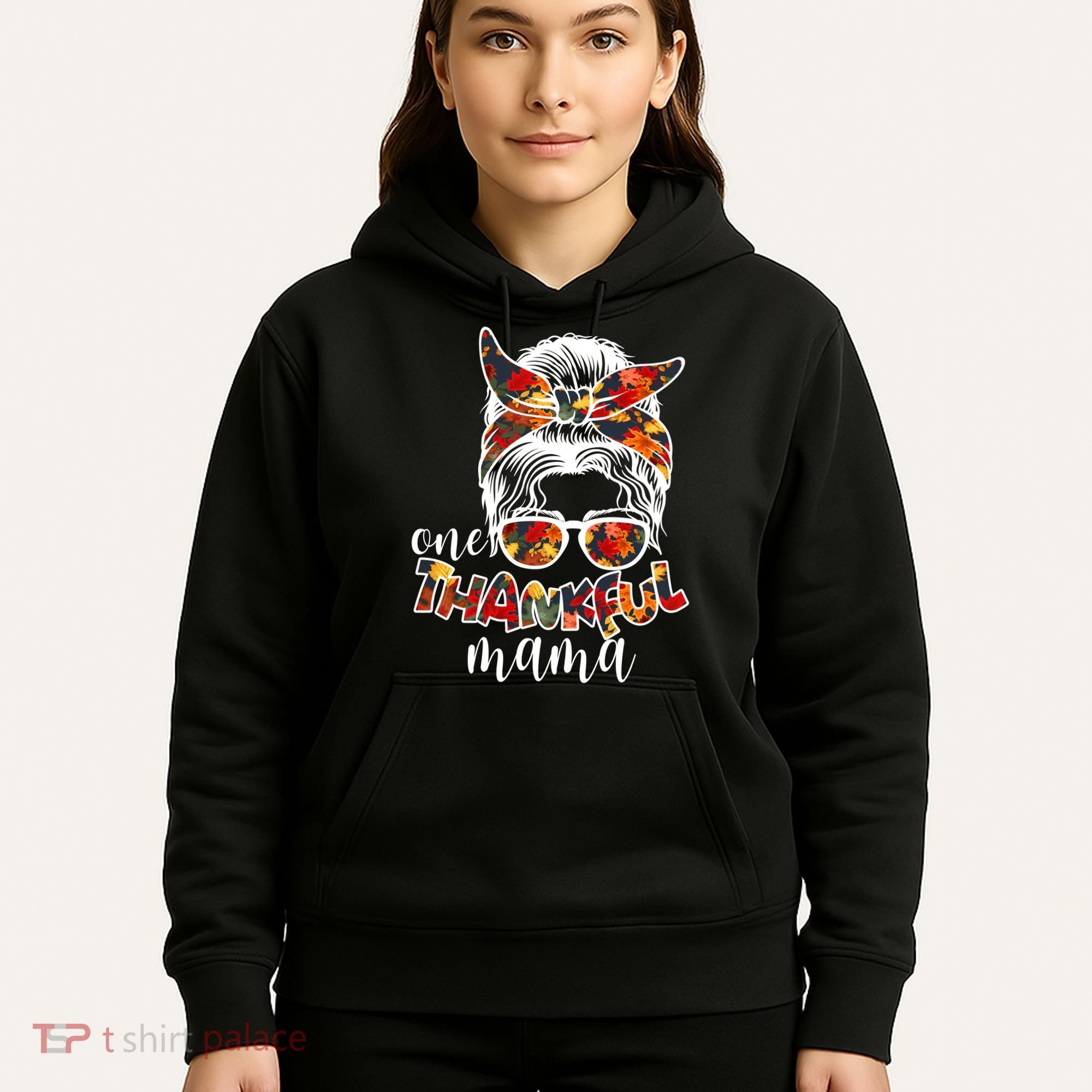 One Thankful Mama Fall Hair Bun Hoodie