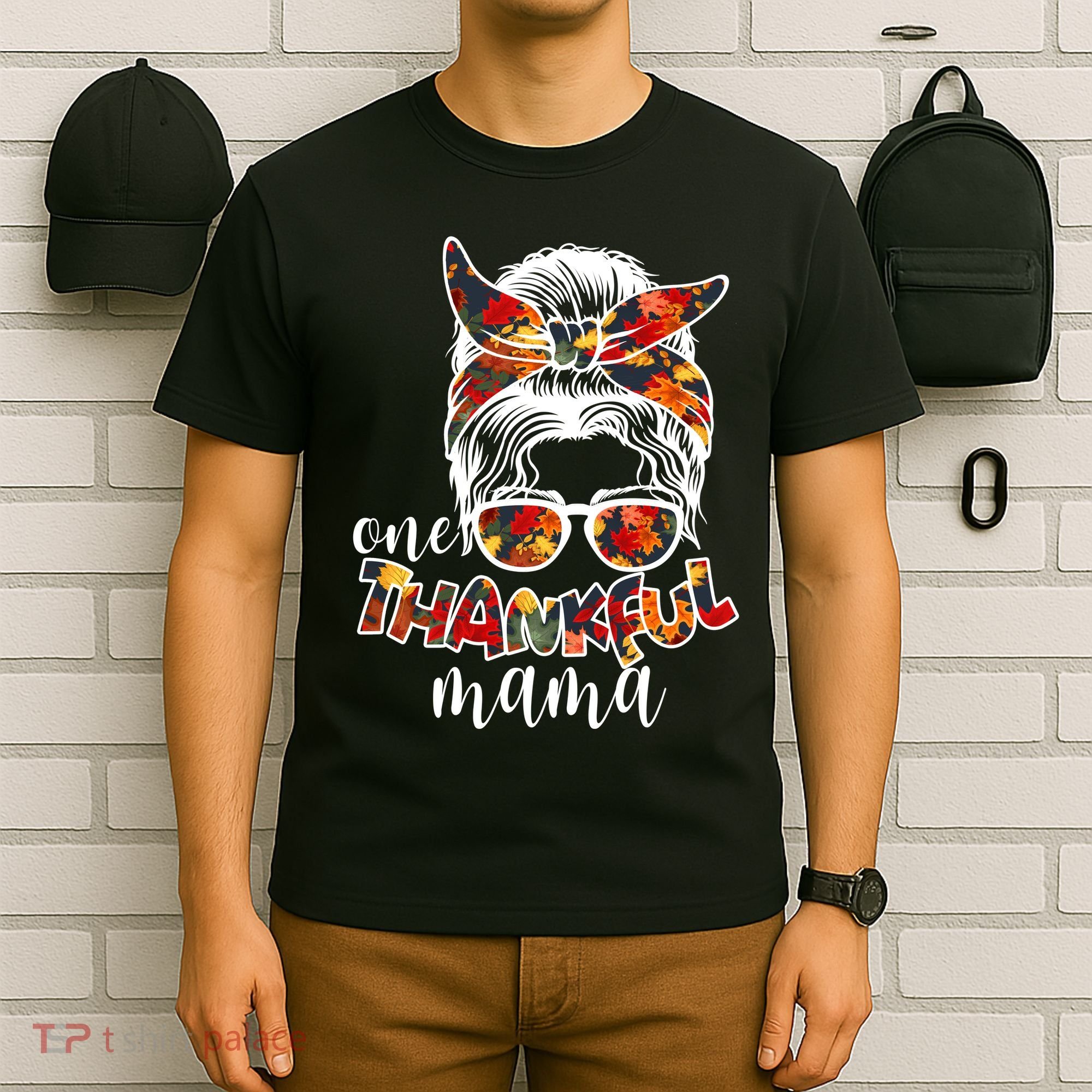 One Thankful Mama Fall Hair Bun T-Shirt