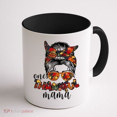 One Thankful Mama Fall Hair Bun Coffee Mug back