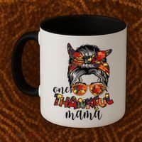 One Thankful Mama Fall Hair Bun Coffee Mug thumb 2