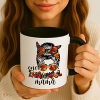One Thankful Mama Fall Hair Bun Coffee Mug thumb 3