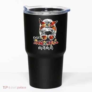 One Thankful Mama Fall Hair Bun Tumbler
