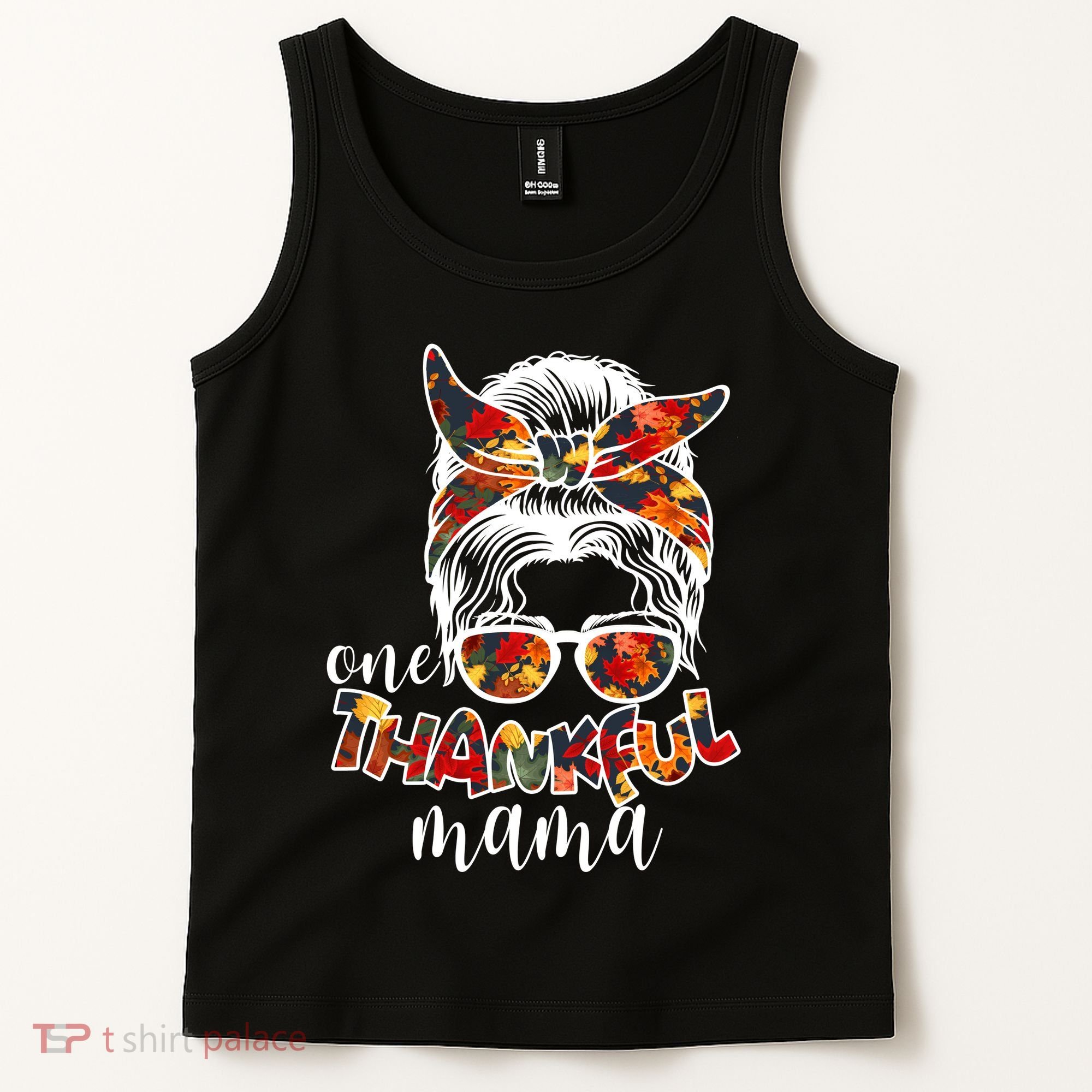 One Thankful Mama Fall Hair Bun Tank Top