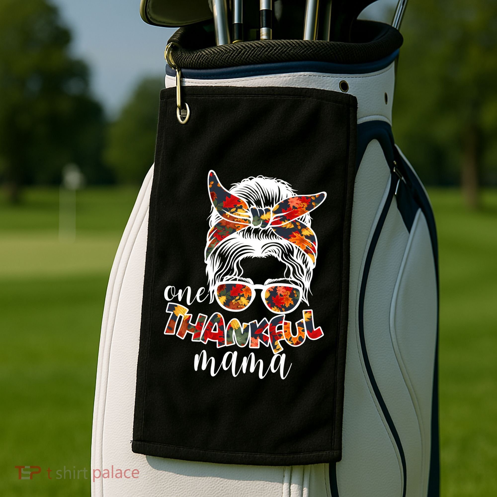 One Thankful Mama Fall Hair Bun Golf Towel