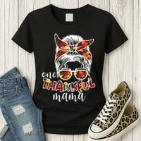 One Thankful Mama Fall Hair Bun Women's T-Shirt thumb 3
