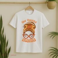 One Thankful Mama Autumn Festive Hair Bun T-Shirt thumb 2