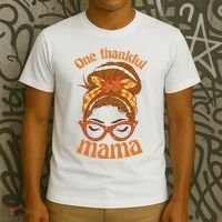 One Thankful Mama Autumn Festive Hair Bun T-Shirt thumb 3