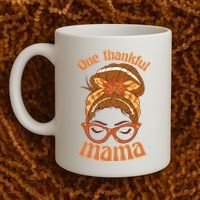 One Thankful Mama Autumn Festive Hair Bun Coffee Mug thumb 2