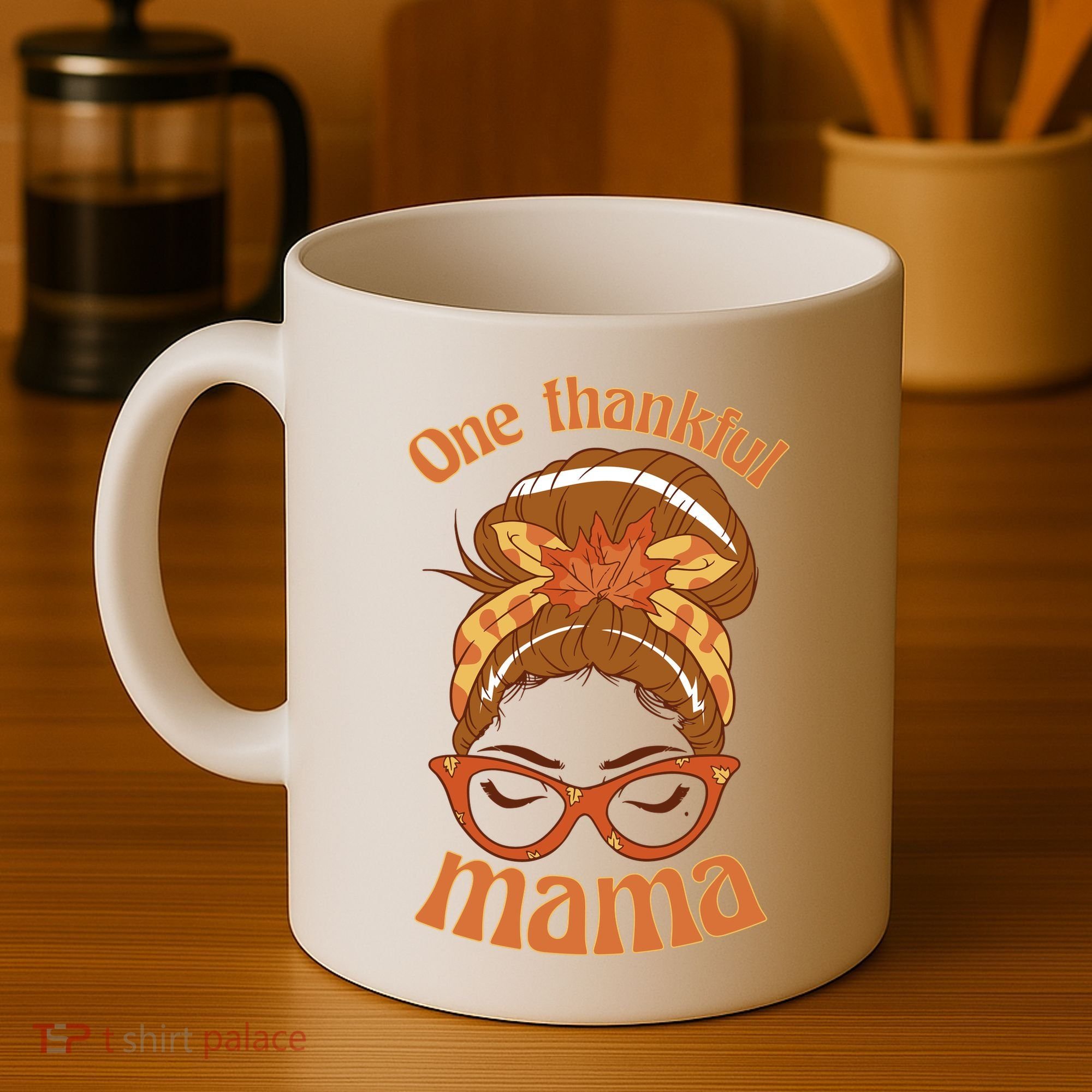 One Thankful Mama Autumn Festive Hair Bun Coffee Mug