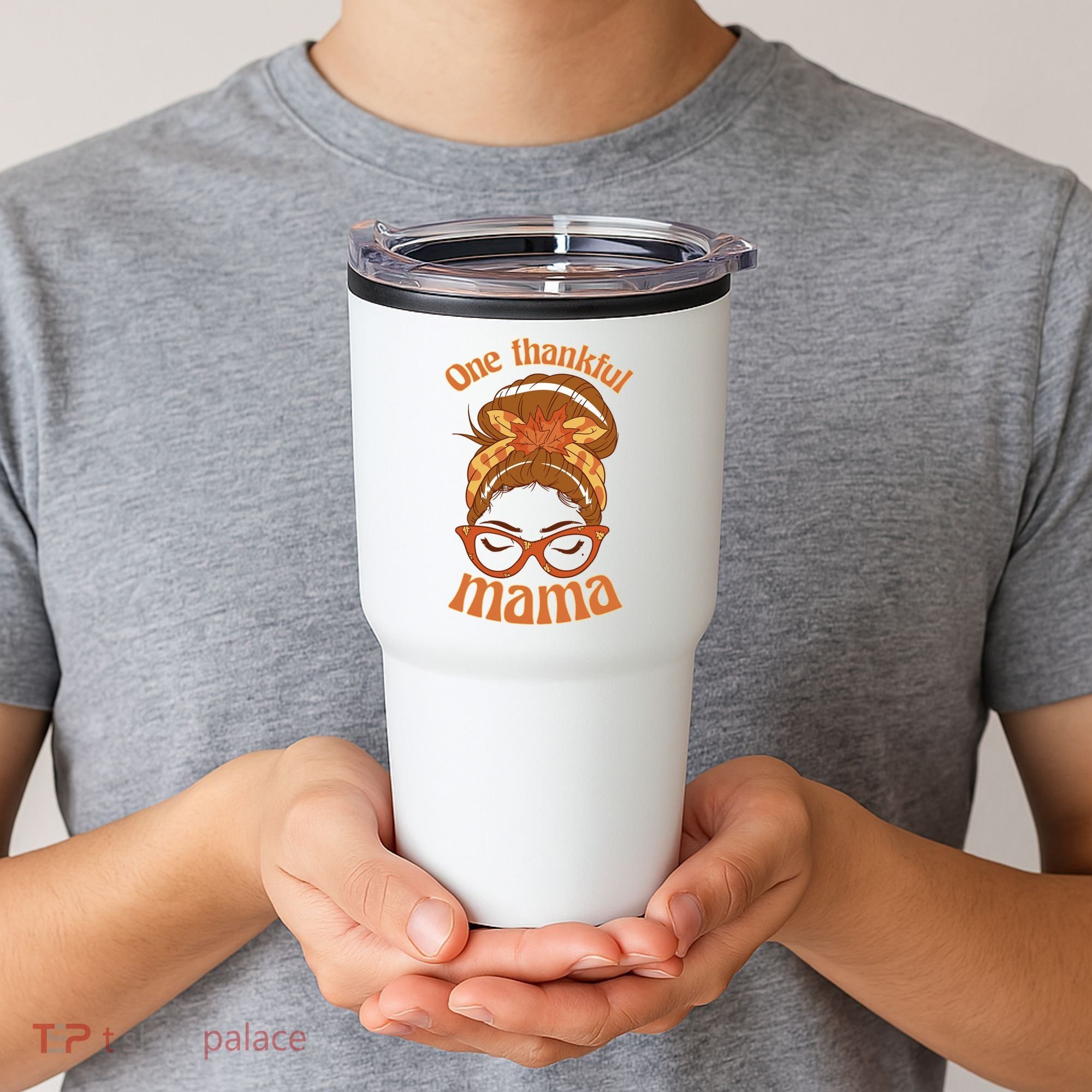 One Thankful Mama Autumn Festive Hair Bun Tumbler