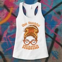 One Thankful Mama Autumn Festive Hair Bun Women's Tank Top thumb 3