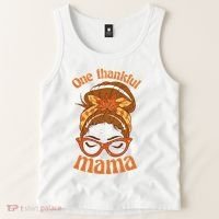 One Thankful Mama Autumn Festive Hair Bun Tank Top thumb 2