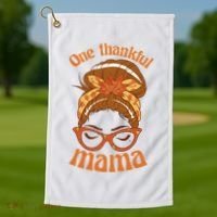 One Thankful Mama Autumn Festive Hair Bun Golf Towel thumb 1