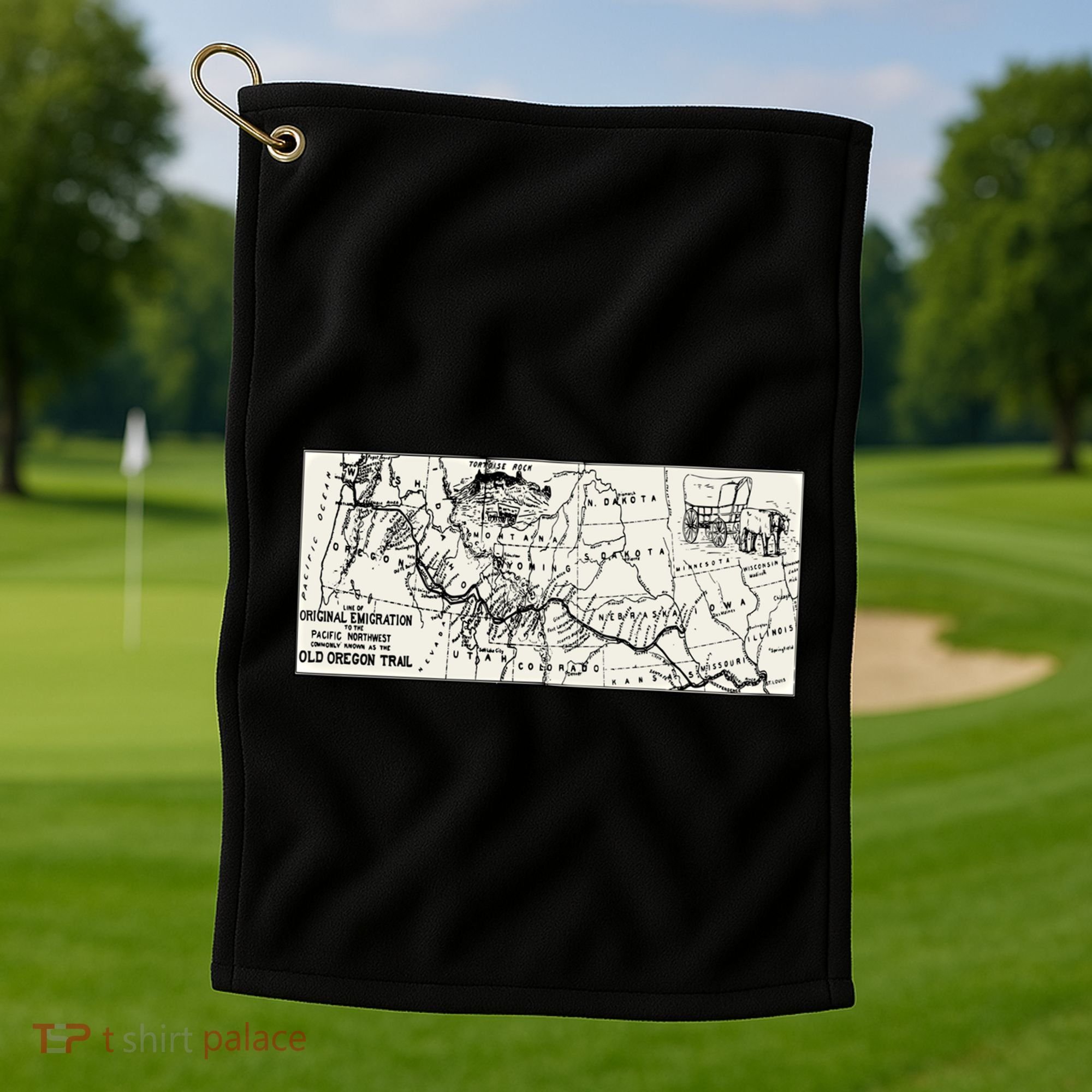 Oregon Trail Map Gift Ox Team Usa Cartography Geography History Meaningful Gift Golf Towel