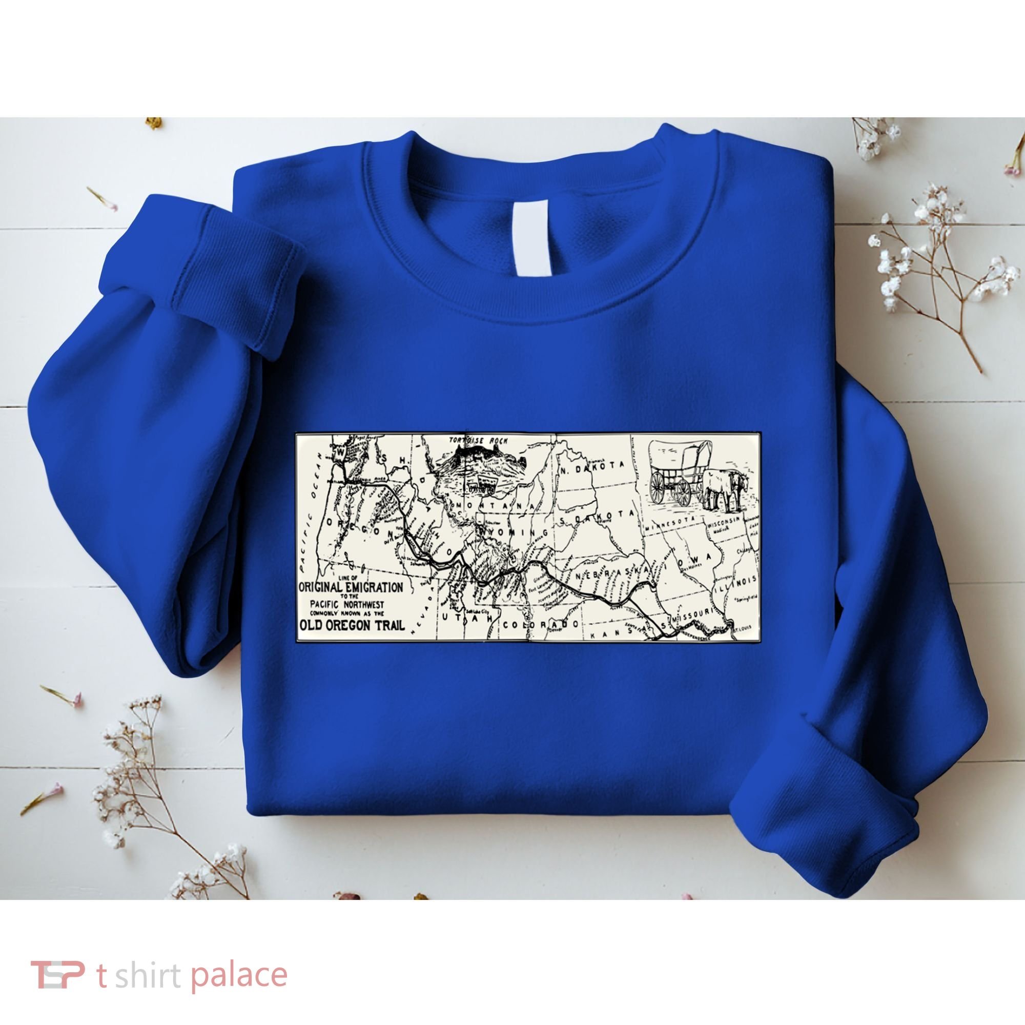 Oregon Trail Map Gift Ox Team Usa Cartography Geography History Meaningful Gift Sweatshirt