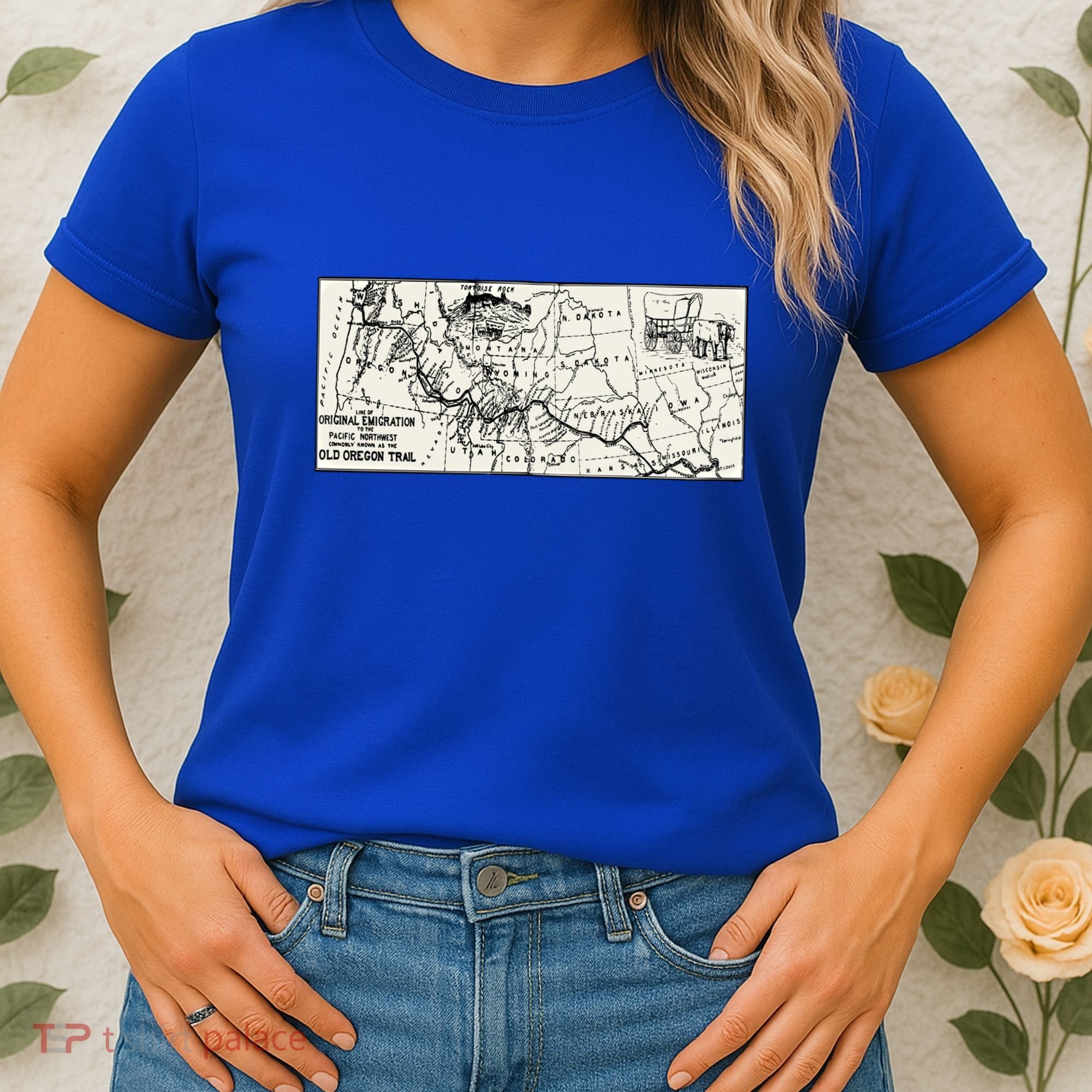 Oregon Trail Map Gift Ox Team Usa Cartography Geography History Meaningful Gift Women's T-Shirt