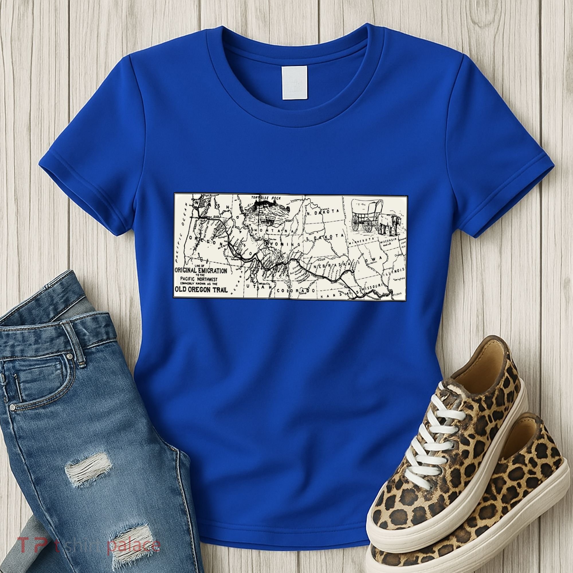 Oregon Trail Map Gift Ox Team Usa Cartography Geography History Meaningful Gift Women's T-Shirt