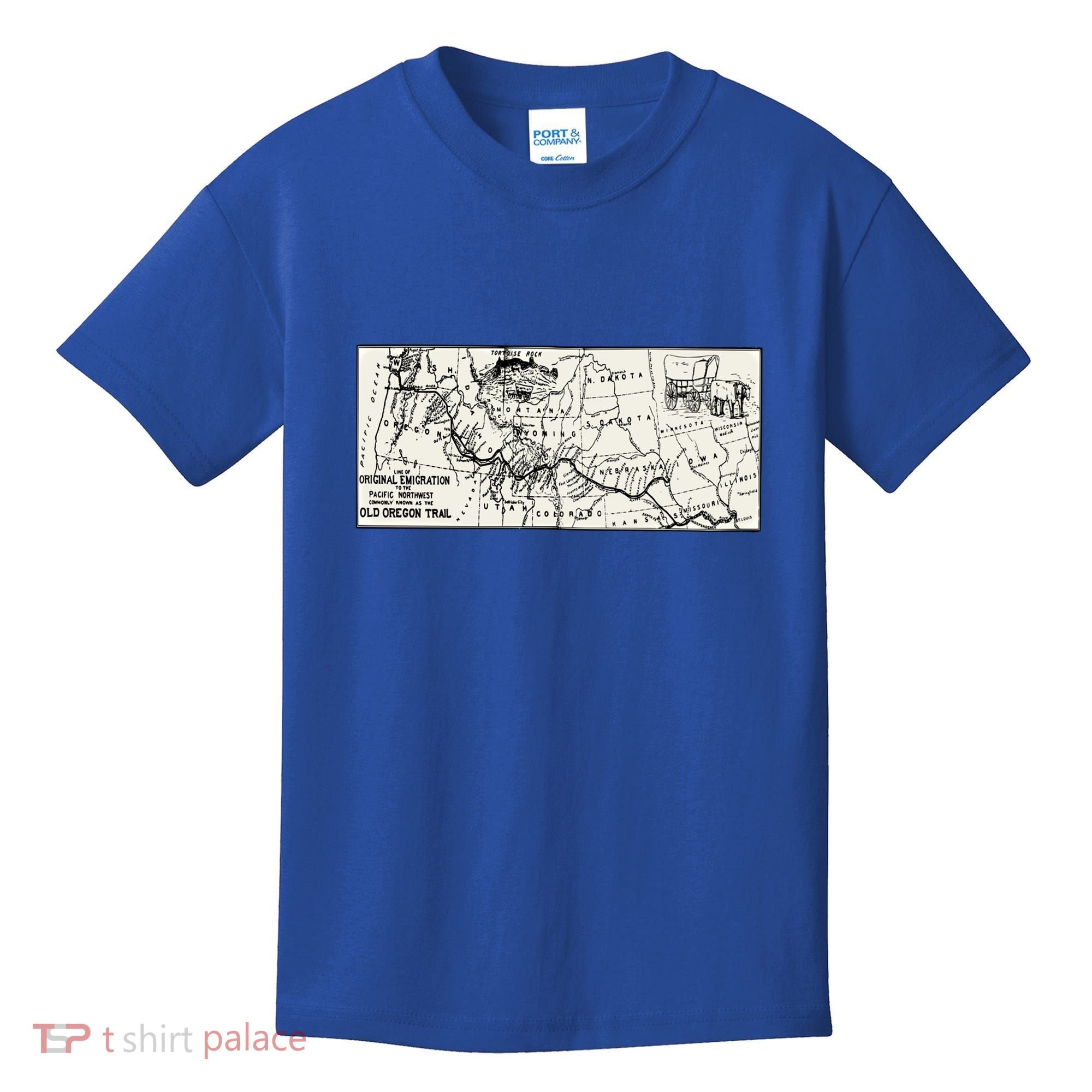 Oregon Trail Map Gift Ox Team Usa Cartography Geography History Meaningful Gift Kids T-Shirt